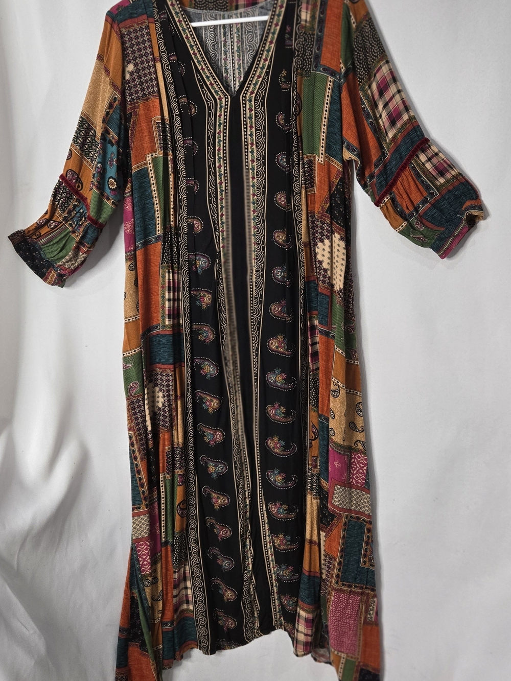 Boho Patchwork Kimono Paisley Mixed Print Maxi Dress Kookai By Ginger Borat